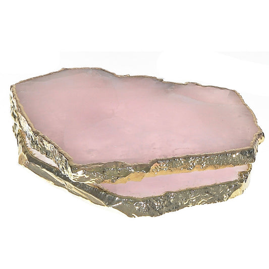 Gold Trimmed Rose Quartz Mini Platter