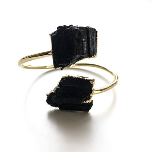 Black Tourmaline Nugget Bangle - Love & Light Jewels