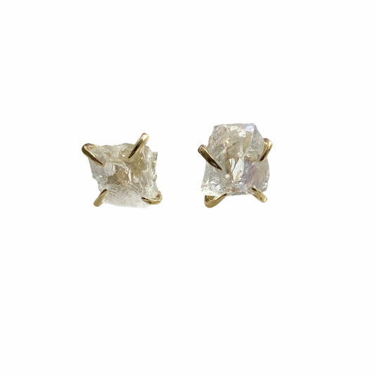 Raw Nugget Claw Studs - Gold