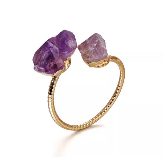 Amethyst Nugget Adjustable Ring