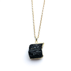 Black Tourmaline Nugget Necklace - Love & Light Jewels